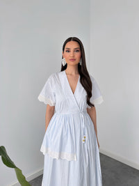 Belleci Celeste Sky Blue Striped Wrap Maxi Dress image 2