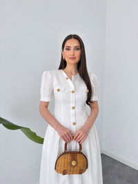 Belleci Riviera White Belted Linen Maxi Dress image 6