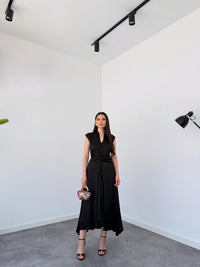 Luna Satin Drape Maxi Dress – Black image 4