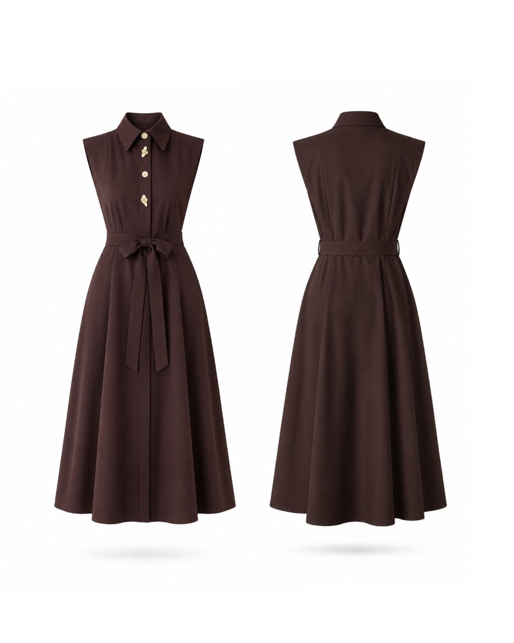 Luna Luxe Sleeveless Belted Maxi Dress – Chocolate Brown
