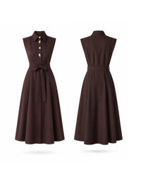 Luna Luxe Sleeveless Belted Maxi Dress – Chocolate Brown image 8