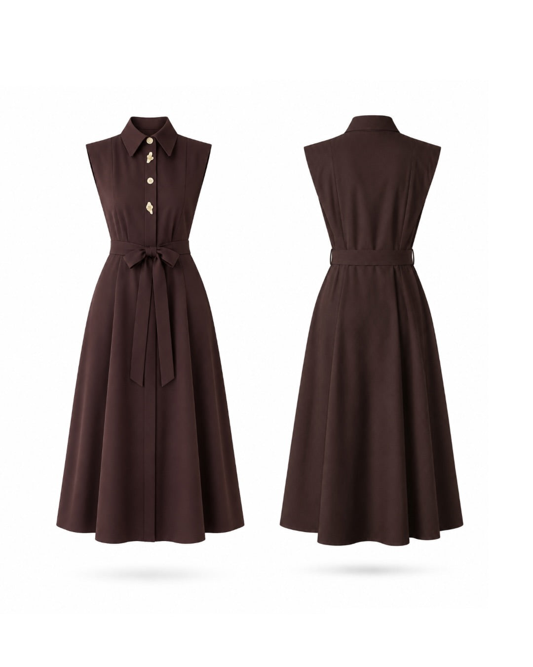 Luna Luxe Sleeveless Belted Maxi Dress – Chocolate Brown