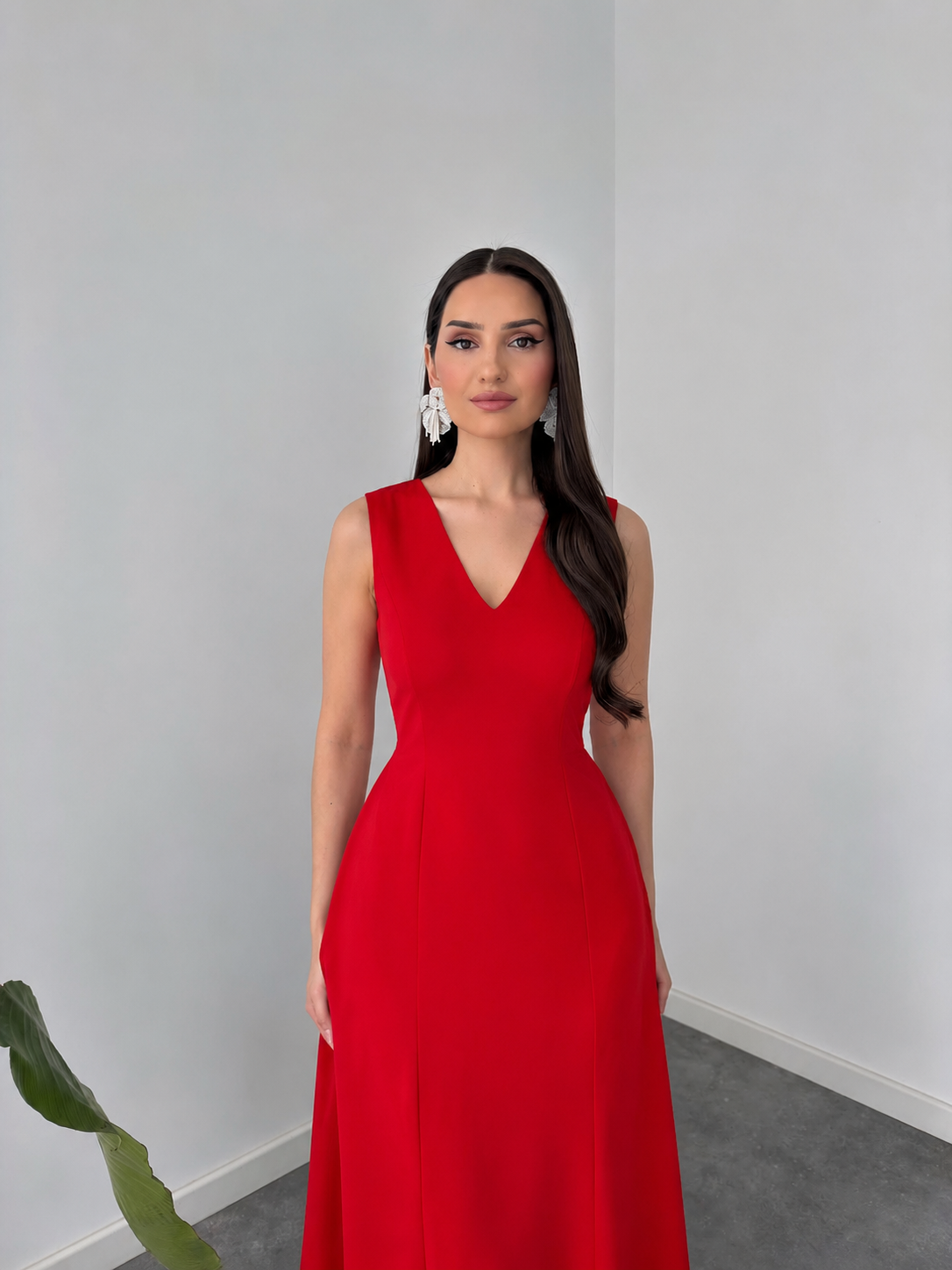 Red Contemporary Fit Maxi Dress By Belleci