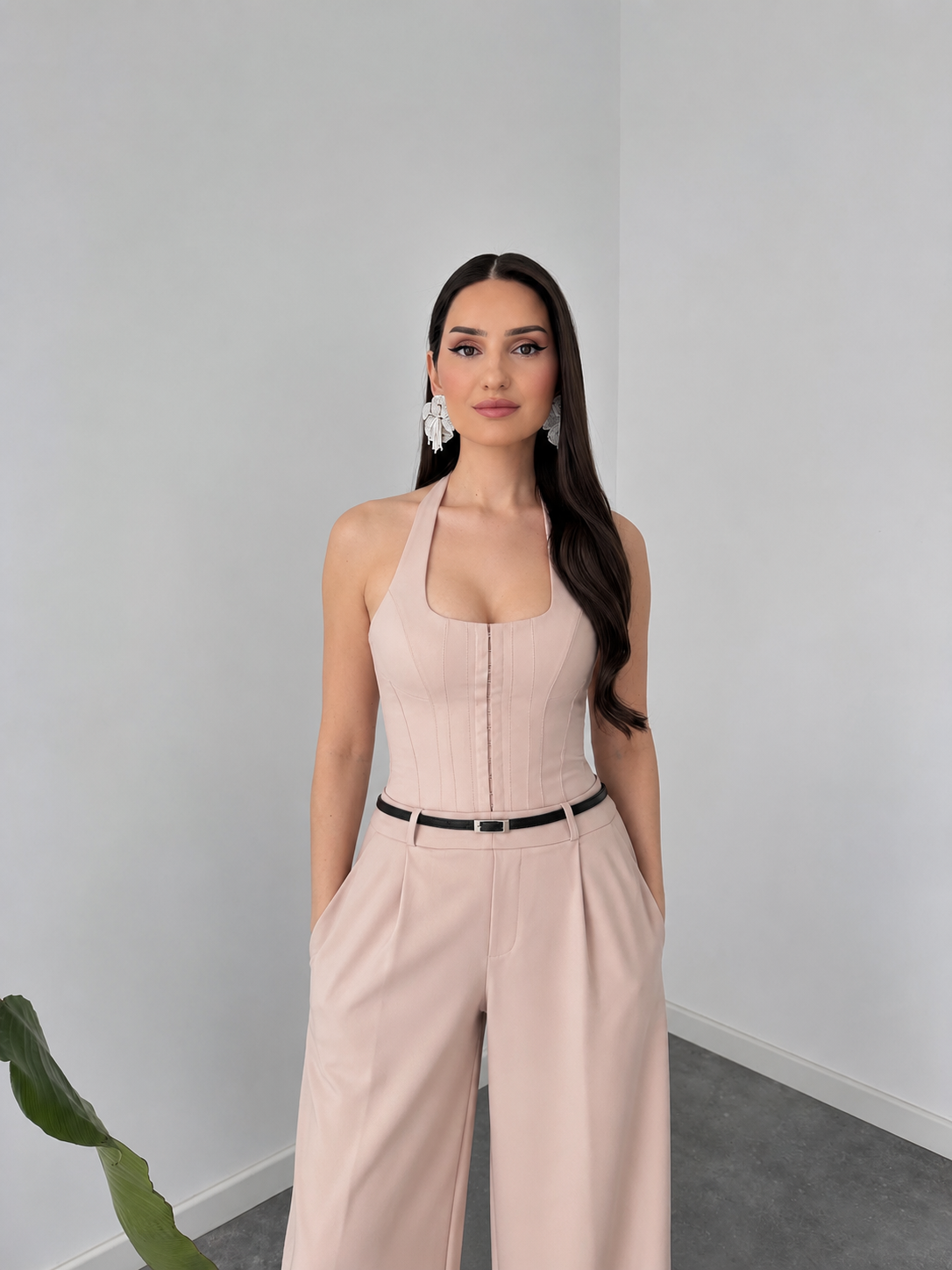 Beige Elegant Co-Ord Set with Modern Fit By Belleci