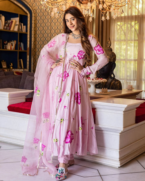 BELLECI BLOOMORA FLORAL PRINTED ANARKALI SUIT SET
