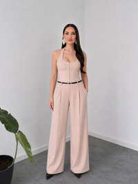 Beige Elegant Co-Ord Set with Modern Fit By Belleci image 4
