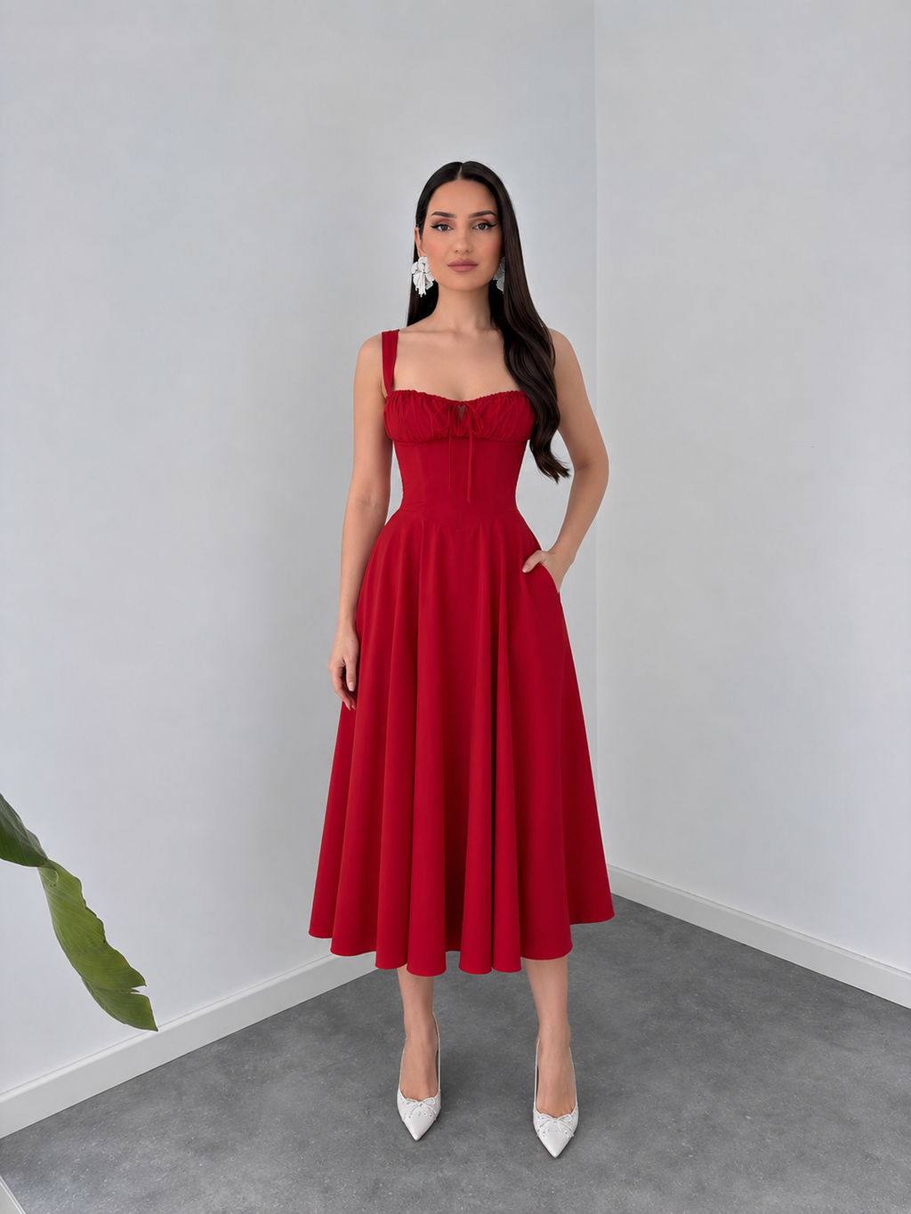 Eterna Red Sculpted Dress by Belleci