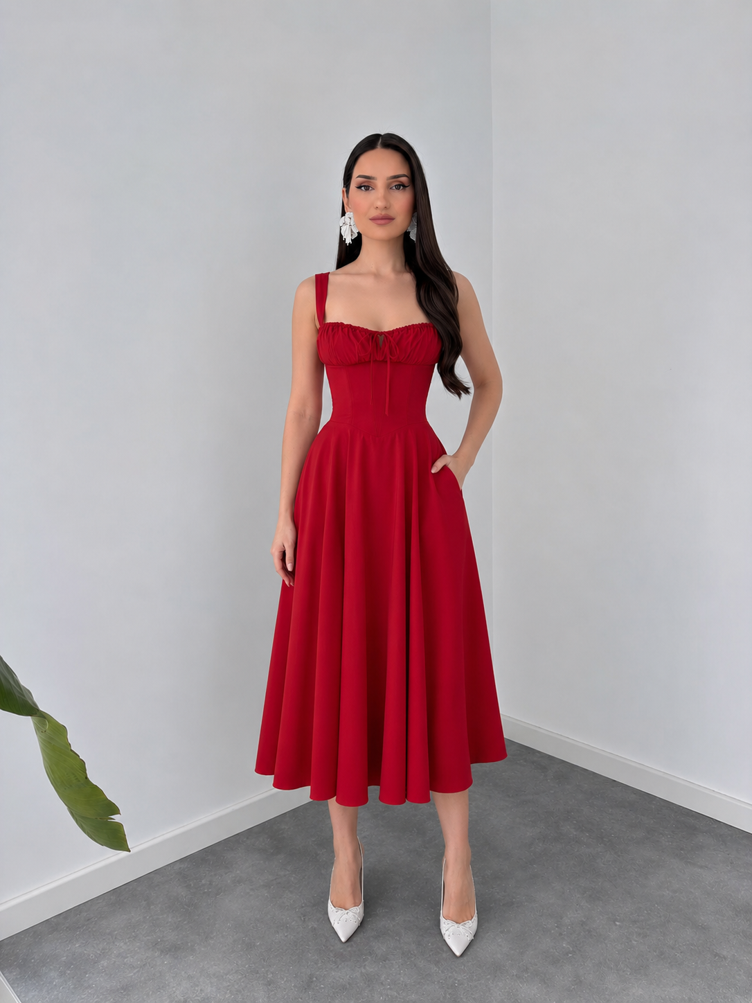 Eterna Red Sculpted Dress by Belleci