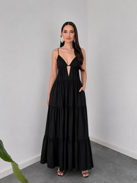 Midnight Breeze Flowing Black Maxi Dress by Belleci image 4
