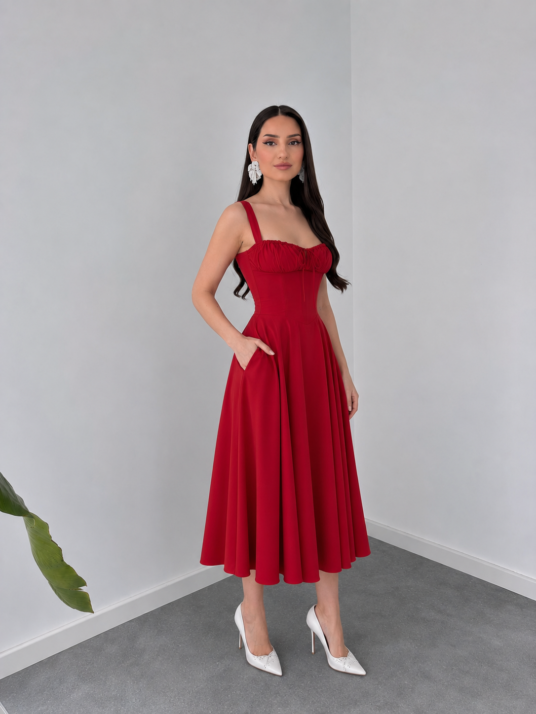 Eterna Red Sculpted Dress by Belleci
