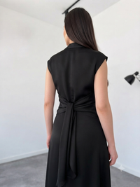Luna Satin Drape Maxi Dress – Black image 6