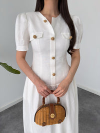 Belleci Riviera White Belted Linen Maxi Dress image 5