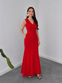 Red Contemporary Fit Maxi Dress By Belleci image 1