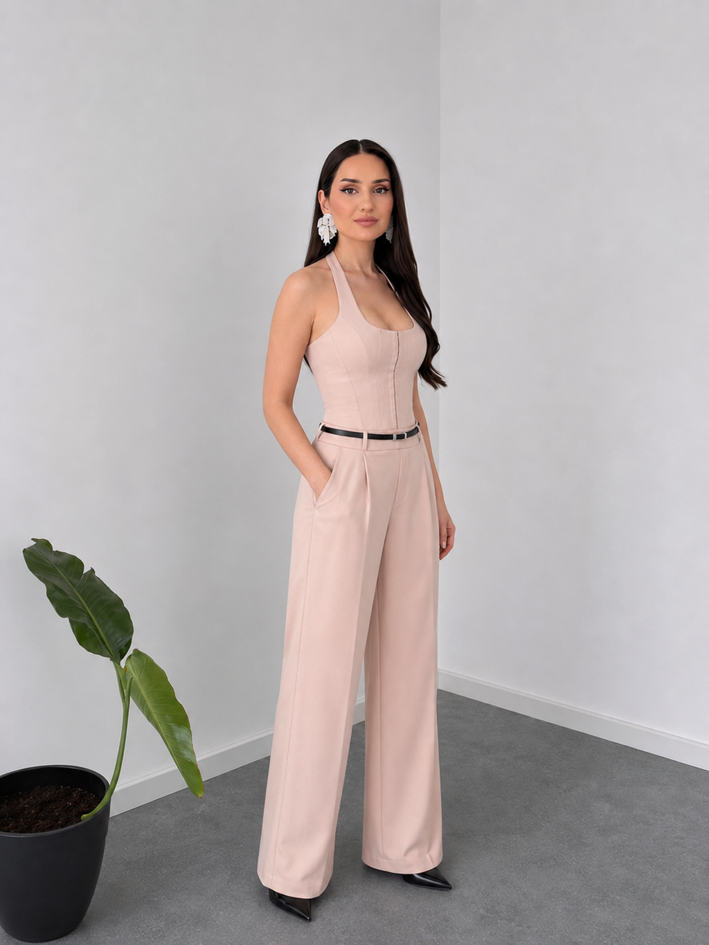 Beige Elegant Co-Ord Set with Modern Fit By Belleci