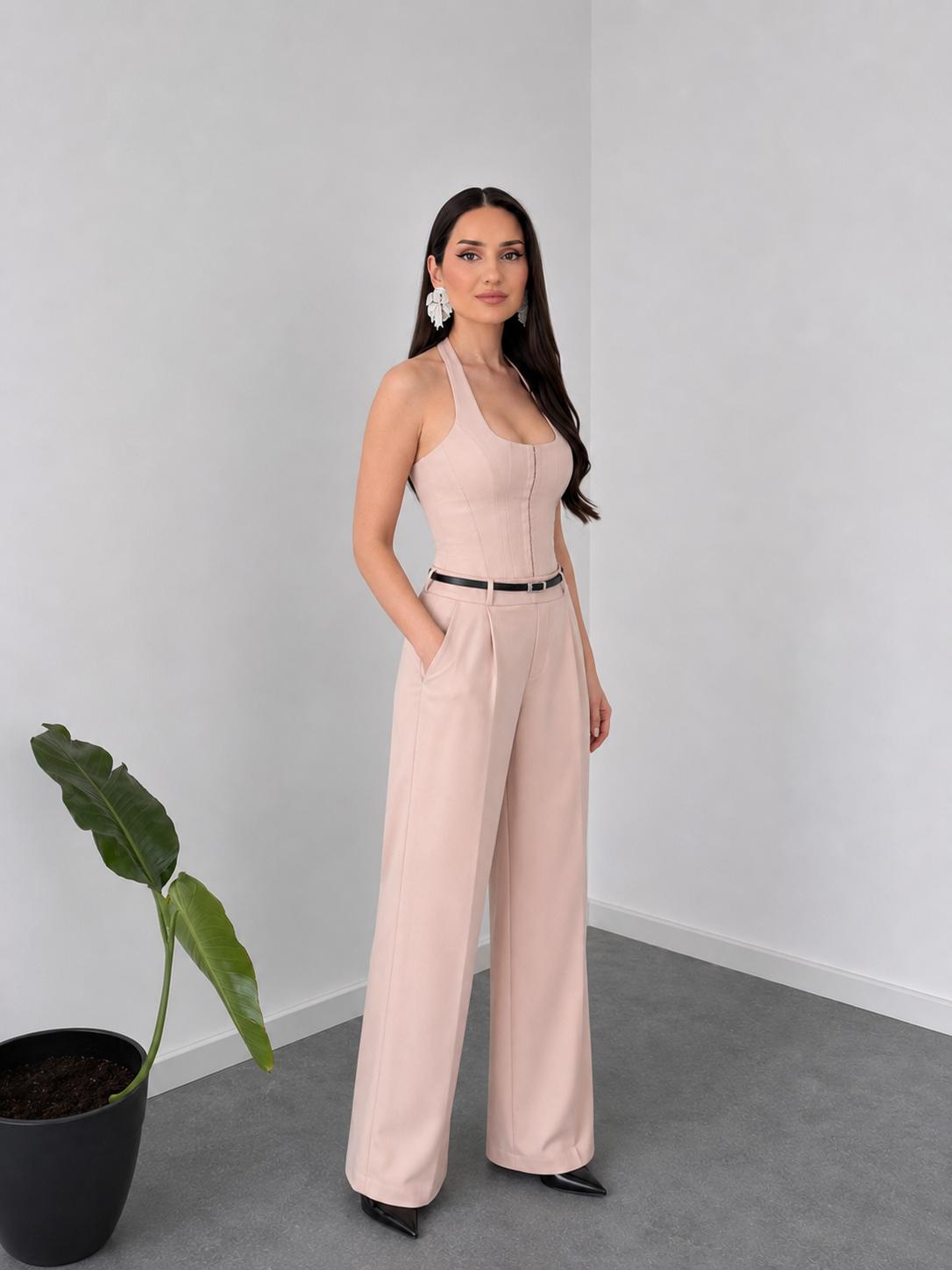 Beige Elegant Co-Ord Set with Modern Fit By Belleci
