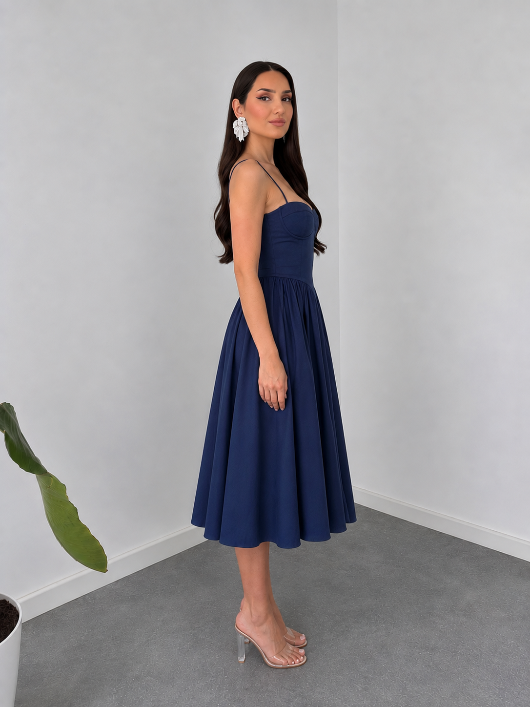 Elysian Navy Corset Midi Dress by Belleci