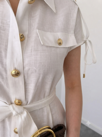Belleci Élodie White Linen Blend Button-Down Maxi Dress image 4