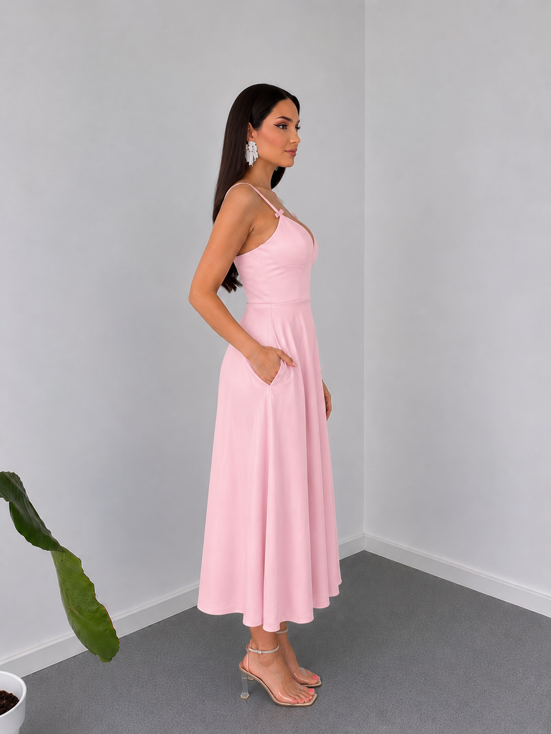 Blush Satin Midi Dress By Belleci D-09