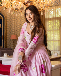 BELLECI BLOOMORA FLORAL PRINTED ANARKALI SUIT SET image 6