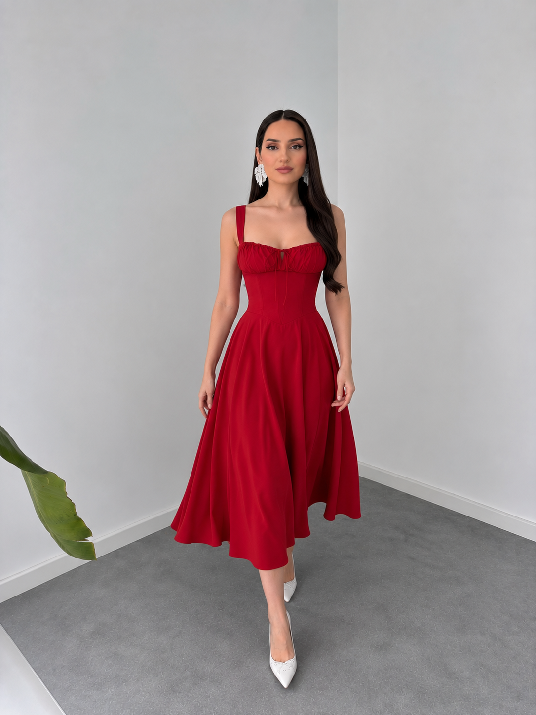 Eterna Red Sculpted Dress by Belleci
