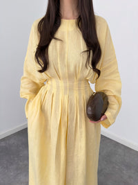 Belleci Soleil Butter Yellow Linen Maxi Dress image 5