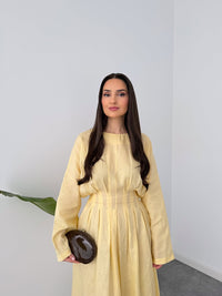 Belleci Soleil Butter Yellow Linen Maxi Dress image 3