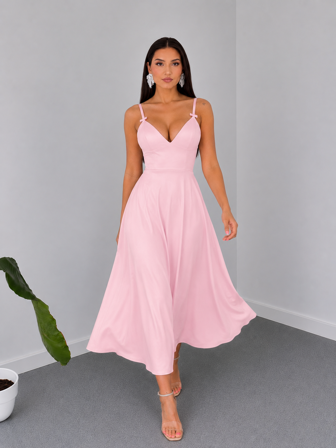 Blush Satin Midi Dress By Belleci D-09