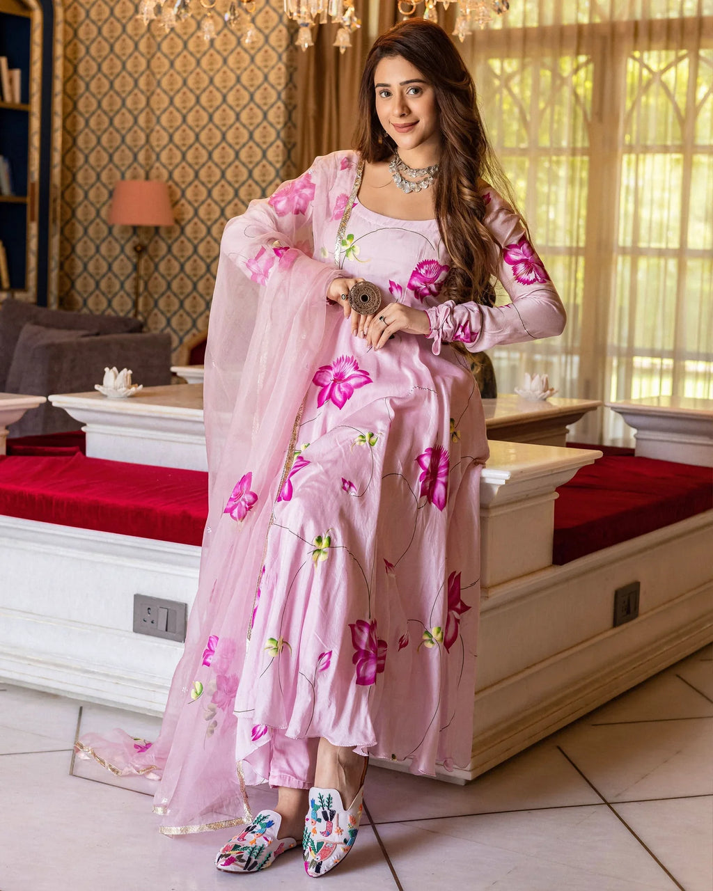 BELLECI BLOOMORA FLORAL PRINTED ANARKALI SUIT SET