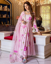 BELLECI BLOOMORA FLORAL PRINTED ANARKALI SUIT SET image 9