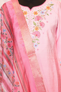 Belleci Pink Ombre Floral Embroidered Kurta Set image 2