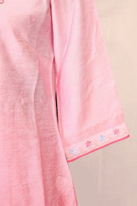 Belleci Pink Ombre Floral Embroidered Kurta Set image 6