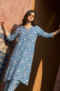 BELLECI AZURE BLOOM PRINTED KURTA SET image 1