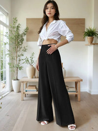 Belleci Black Wrapline High Waist Wide Leg Trouser image 4