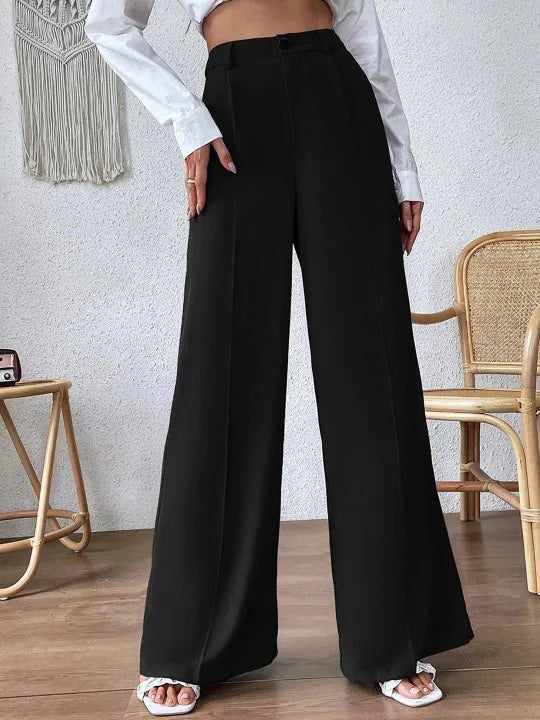 Black High-Waist Wide Leg Trousers By Belleci