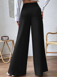 Belleci Black Wrapline High Waist Wide Leg Trouser image 6