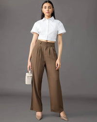 Belleci Brown Signature High Waist Wide Leg Trouser image 6