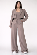 Taupe Structured Co-Ord Set – Cropped Blazer & Wide-Leg Trousers by Belleci