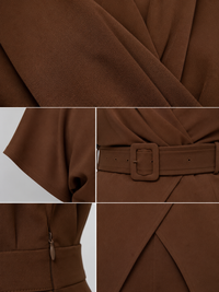 Mocha Wrap Cape Jumpsuit with Statement Belt image 6