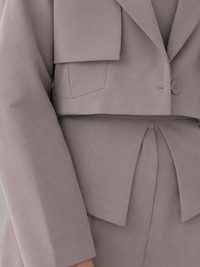 Taupe Structured Co-Ord Set – Cropped Blazer & Wide-Leg Trousers by Belleci image 6