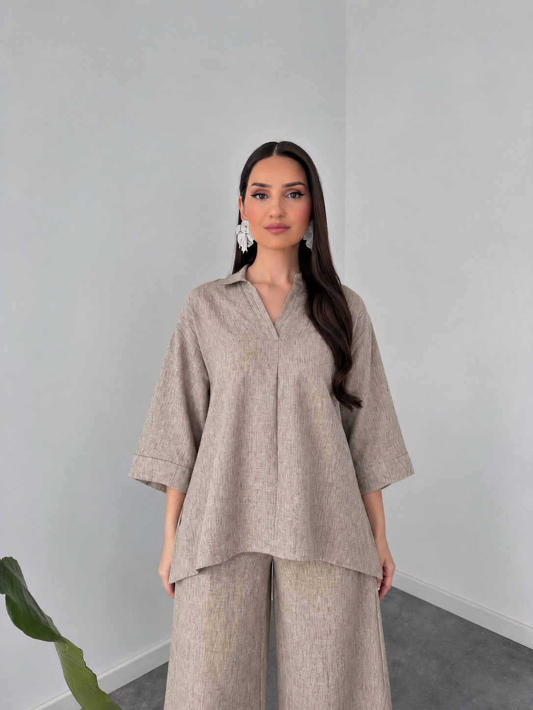 Beige Linen Grace Two-Piece Set By Belleci