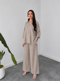 Beige Linen Grace Two-Piece Set By Belleci image 4