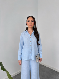 Belleci Sky Blue Signature Linen Relaxed Co-ord Set image 4