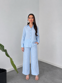 Belleci Sky Blue Signature Linen Relaxed Co-ord Set image 5