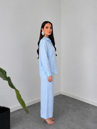 Belleci Sky Blue Signature Linen Relaxed Co-ord Set image 6