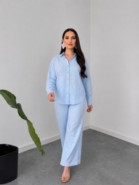 Belleci Sky Blue Signature Linen Relaxed Co-ord Set image 2