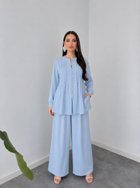 Belleci Sky Blue Premium Pleated Co-Ord Set image 4