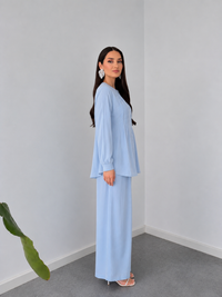 Belleci Sky Blue Premium Pleated Co-Ord Set image 5