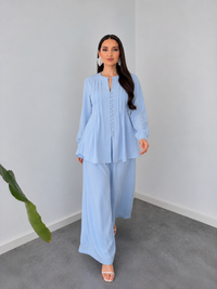 Belleci Sky Blue Premium Pleated Co-Ord Set image 2
