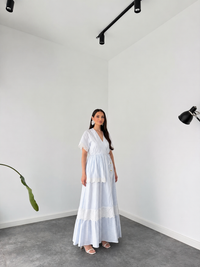 Belleci Celeste Sky Blue Striped Wrap Maxi Dress image 3