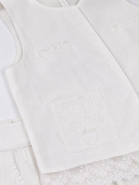 Elegant White Linen Co-Ord Set | Sleeveless Embroidered Vest & Wide-Leg Pants image 6